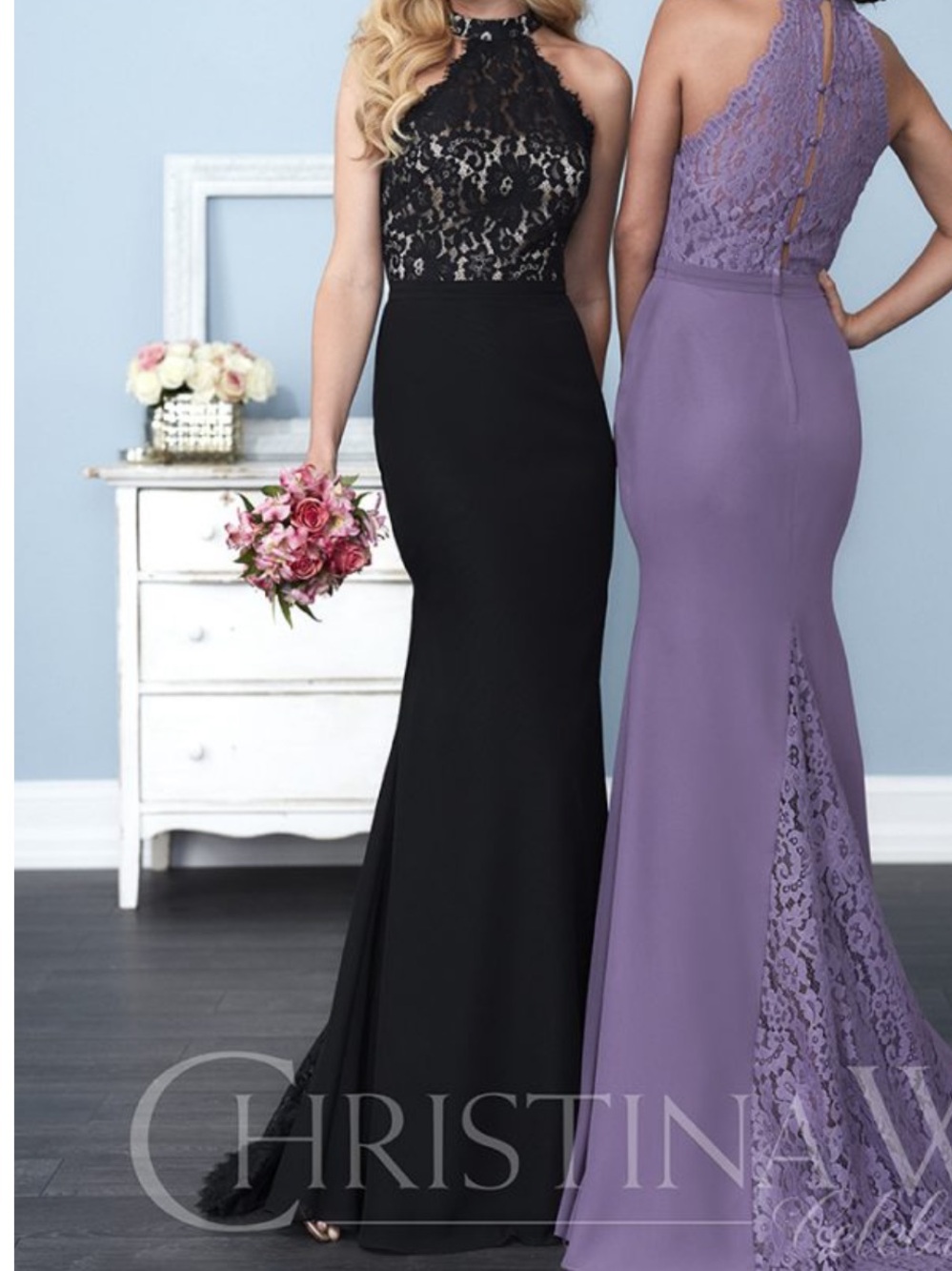 Christina Wu Black Halter Maxi Dress Style 22775